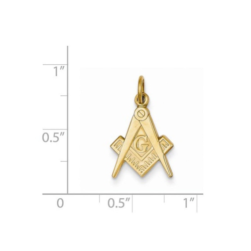 14K Yellow Gold Masonic Charm Pendant Necklace with Chain