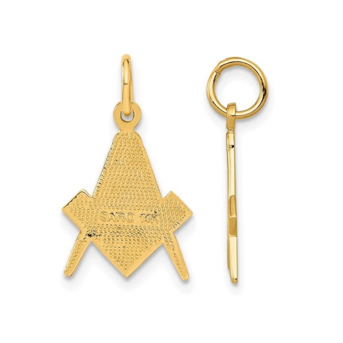 14K Yellow Gold Masonic Charm Pendant Necklace with Chain