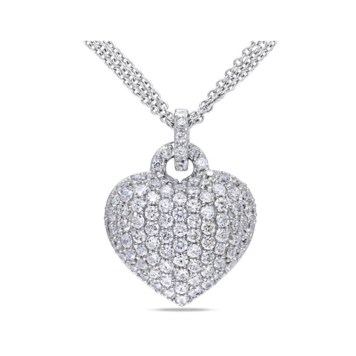 3.50 Carat Lab-Created White Sapphire Heart Pendant Necklace in Sterling Silver