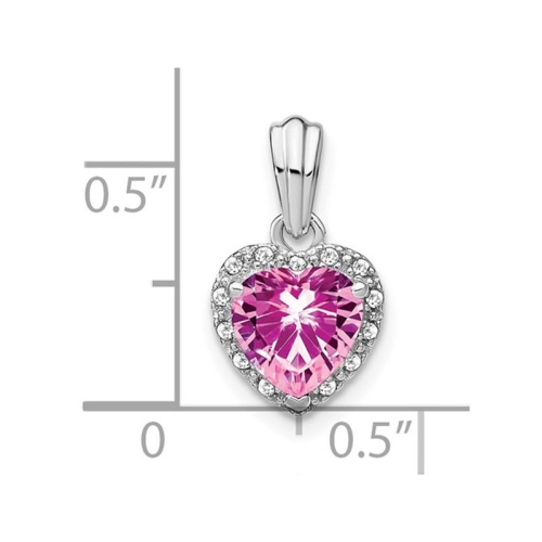 1.50 Carat Lab-Created Pink Sapphire Heart Pendant Necklace in Sterling Silver with Chain
