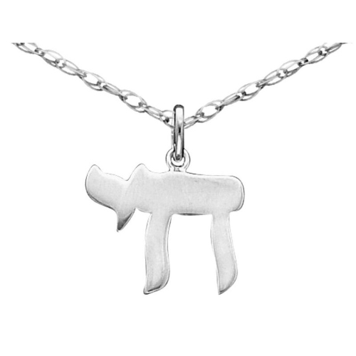 GEM AND HARMONY  Chai Pendant Necklace Unisex In Sterling With Chain In Silver