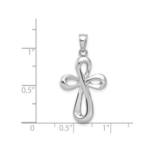 14K White Gold Infinity Cross Pendant Necklace with Chain