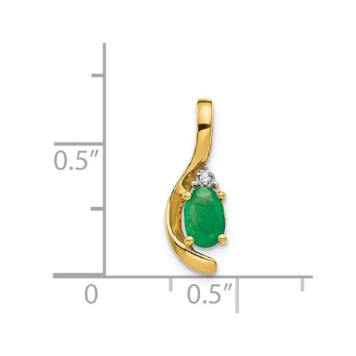 1/3 Carat Natural Emerald Pendant Necklace in 14K Yellow Gold with Chain