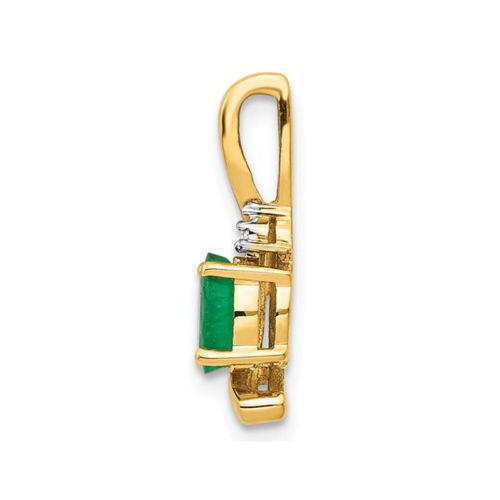 1/3 Carat Natural Emerald Pendant Necklace in 14K Yellow Gold with Chain