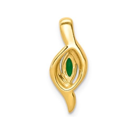 1/6 Carat Natural Emerald Pendant Necklace in 14K Yellow Gold with Chain