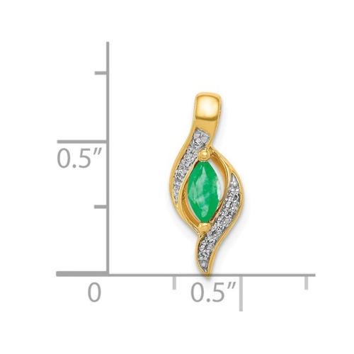 1/6 Carat Natural Emerald Pendant Necklace in 14K Yellow Gold with Chain