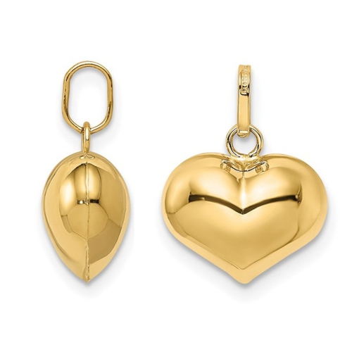 14K Yellow Gold Heart Pendant Necklace with Chain