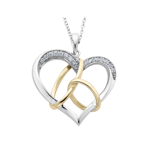 GEM AND HARMONY  to Have And to Hold Heart Pendant Necklace In Sterling With Synthetic Cubic Zirconia (Cz)S In Silver