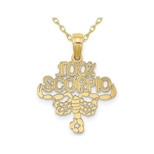 GEM AND HARMONY  10K Gold 100% Scorpio Charm Astrology Pendant Necklace With Chain In Yellow