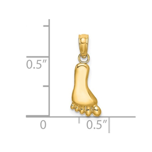 Breloque en forme de pied en or jaune 14 ct avec chaîne