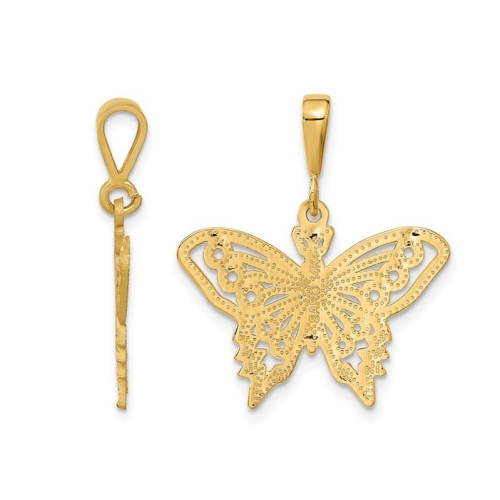 14K Yellow Gold Butterfly Pendant Necklace with Chain