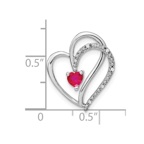 1/4 Carat Natural Ruby Heart Pendant Necklace in 14K White Gold with Chain