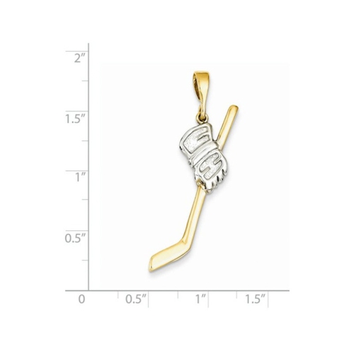 Collier pendentif bâton de hockey brillant or jaune 14k avec chaîne