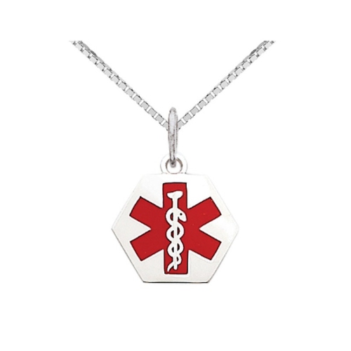 GEM AND HARMONY  14K Gold Medical Charm Pendant Necklace With Chain In White