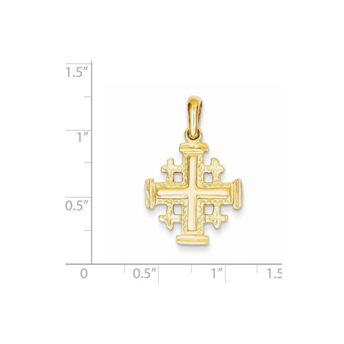 14K Yellow Gold Jerusalem Cross Pendant Necklace with Chain