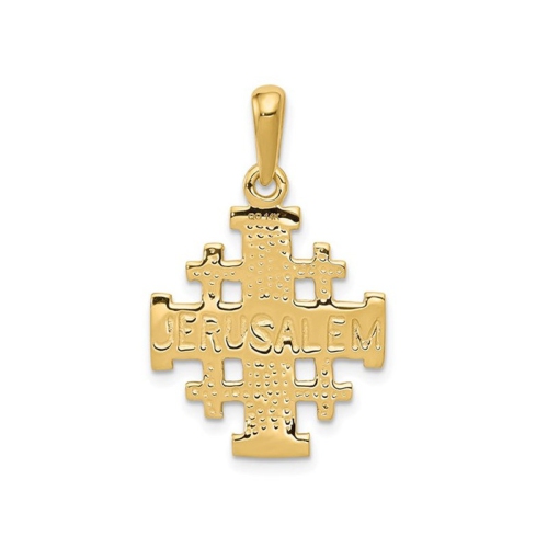 14K Yellow Gold Jerusalem Cross Pendant Necklace with Chain