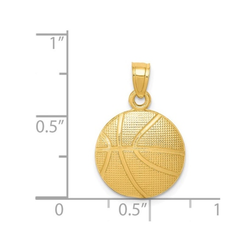 Collier à pendentif en forme de ballon de basketball en or jaune 14 ct avec chaîne