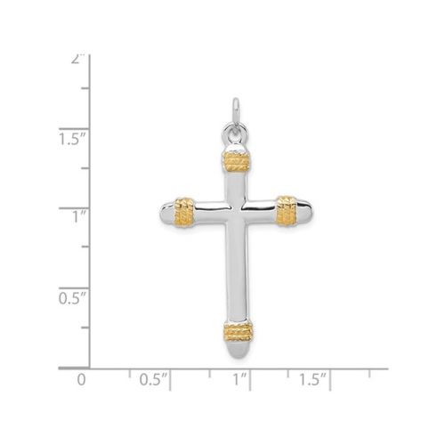 Cross Pendant Necklace in Sterling Silver with 18K Gold Plating with Chain