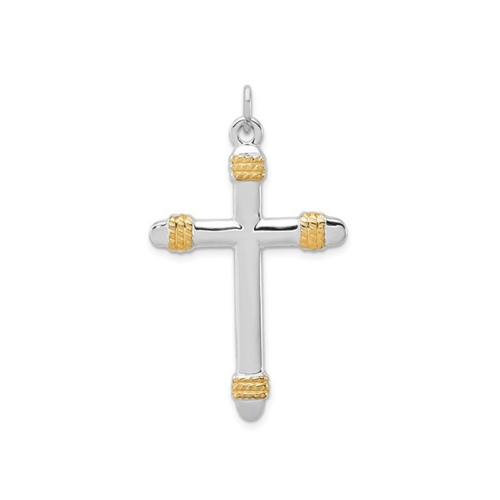 Cross Pendant Necklace in Sterling Silver with 18K Gold Plating with Chain