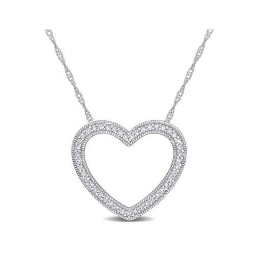 GEM AND HARMONY  1/4 Carat (Ctw I1-I2) Diamond Heart Pendant Necklace In 10K Gold With Chain In White
