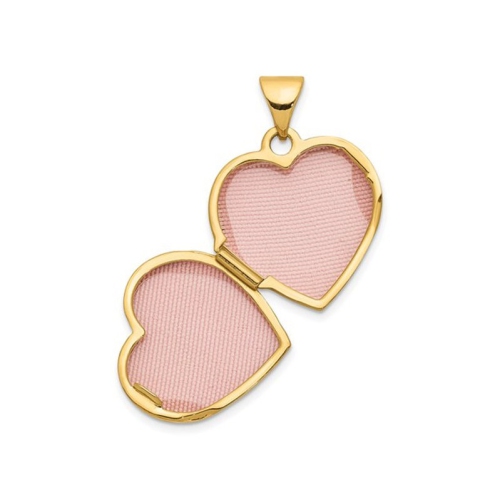 Footprints Heart Locket Pendant Necklace in 14K Yellow Gold with Chain