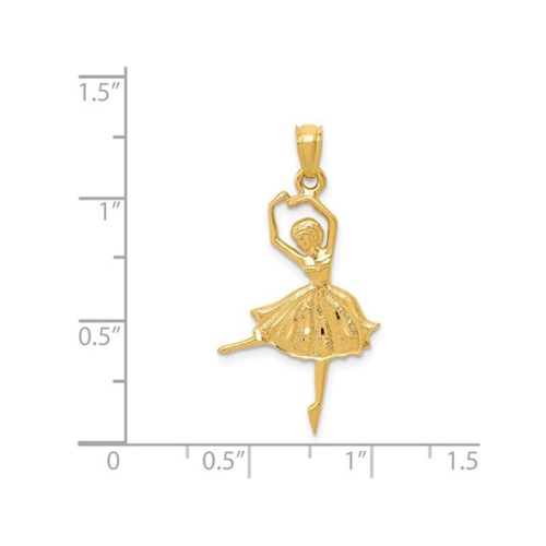 Collier à pendentif en forme de ballerine en or jaune 14 ct avec chaîne