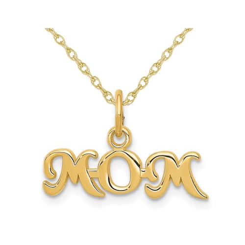 GEM AND HARMONY  Mom Pendant Necklace In 14K Gold With Chain In Yellow