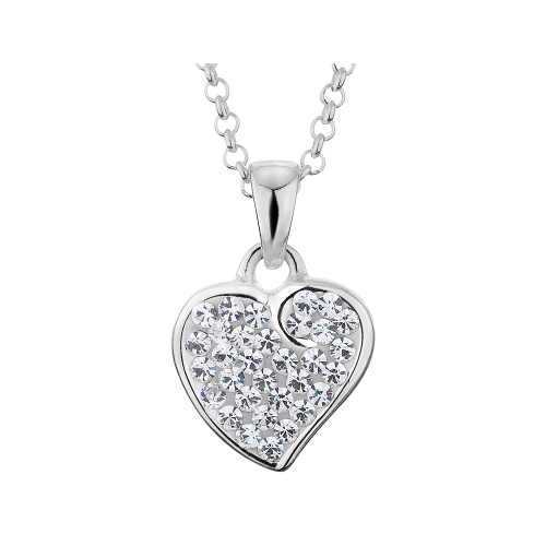 Synthetic Crystal Heart Pendant Necklace in Sterling Silver with Chain