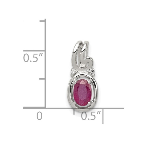 Natural Red Ruby 2/3 Carat Drop Pendant Necklace in Sterling Silver with Chain