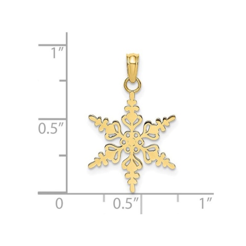 10K Yellow Gold Snowflake Charm Pendant Necklace with Chain