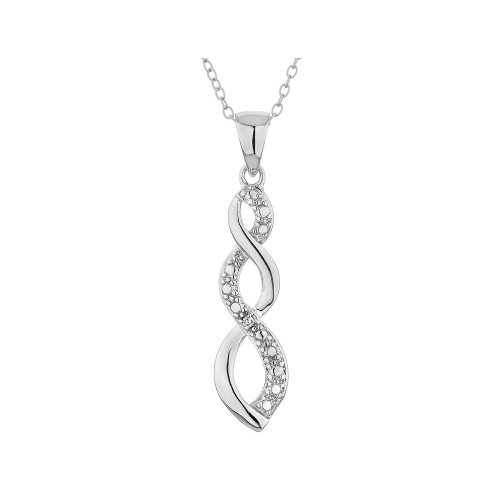 Collier pendentif Infinity avec des accents de diamants en argent sterling avec chaîne