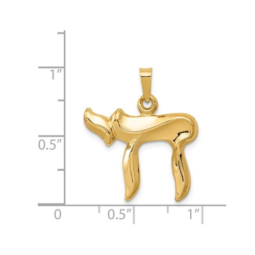 14K Yellow Gold Chai Pendant Necklace with Chain