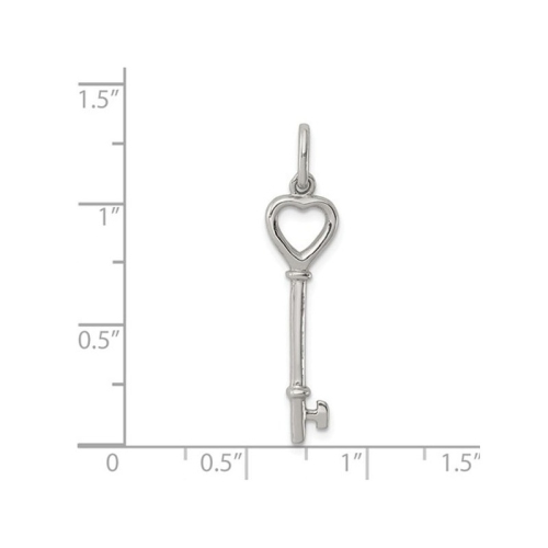 Sterling Silver Heart and Key Pendant Necklace with Chain
