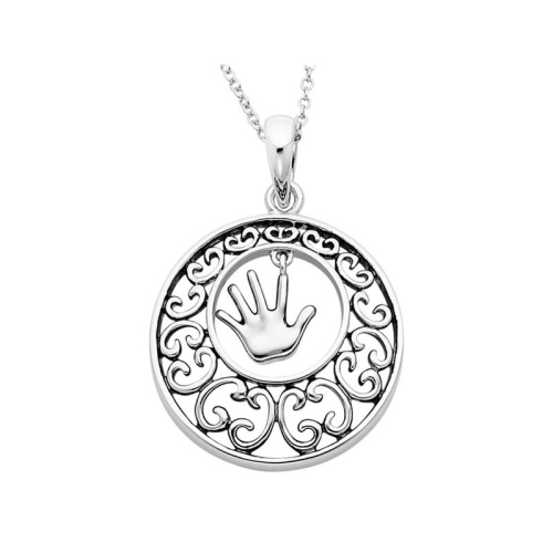 GEM AND HARMONY  Children Pendant Necklace In Antiqued Sterling With Chain In Silver