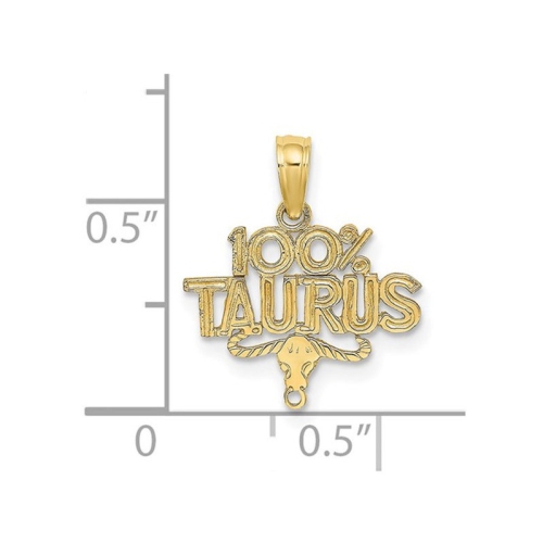 10K Yellow Gold 100% TAURUS Charm Astrology Zodiac Pendant Necklace with Chain