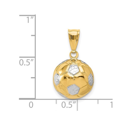 14K Yellow Gold Classic Soccer ball Charm Pendant Necklace with Chain