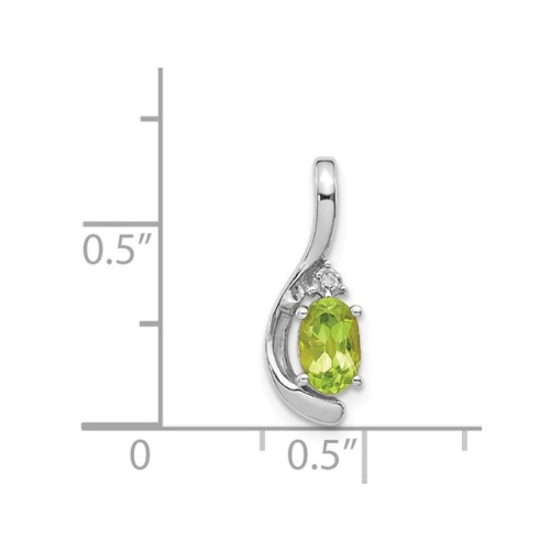 1/2 Carat Natural Green Peridot Pendant Necklace in 14K White Gold with Chain