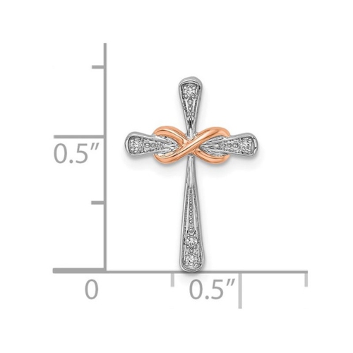 14K White Gold Diamond Accent Infinity Rose Cross Pendant Necklace with Chain