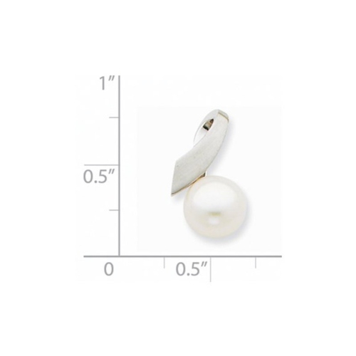 Freshwater Cultured Pearl Solitaire Pendant Necklace in 14K White Gold with Chain