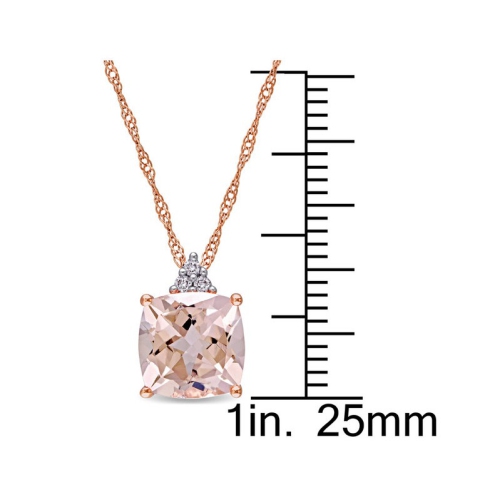 2.00 Carat Morganite Pendant Necklace with Accent Diamonds in 14K Rose Pink Gold with Chain