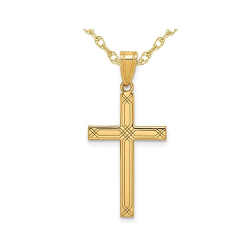 GEM AND HARMONY  Cross Pendant Necklace In 14K Gold With Chain In Yellow