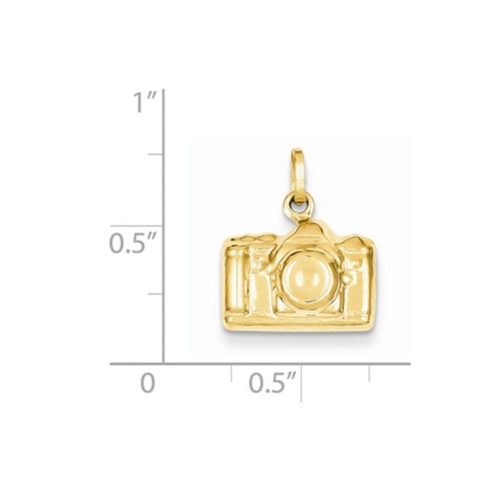 Polished Camera Charm Pendant Necklace in 14K Yellow Gold with Chain