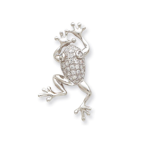 Broche grenouille en argent sterling, zircon cubique synthétique