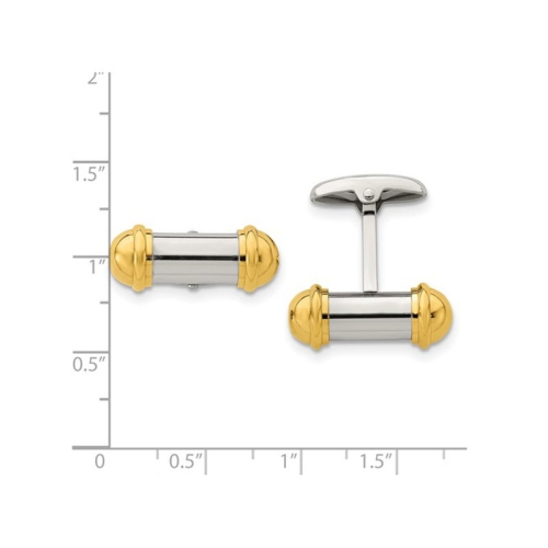 Boutons-manchette homme en acier inoxydable plaqué or 24 carats