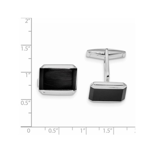 Bracelet à mailles en argent sterling, onyx noir rectangulaire