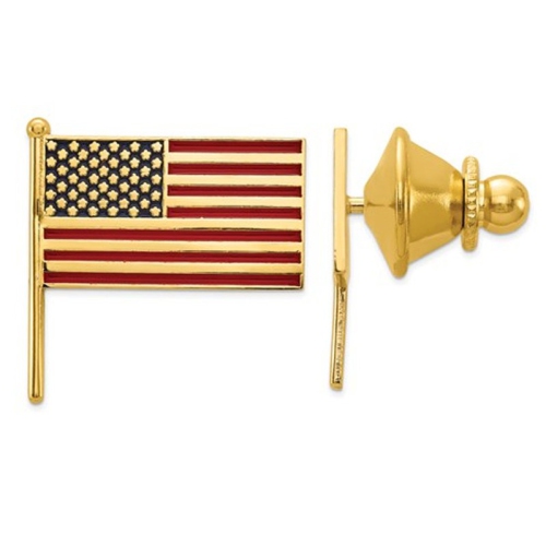 14K Yellow Gold American Flag Tie Tac