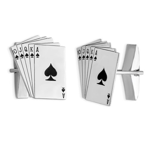 Sterling Silver Mens Royal Flush Cuffs