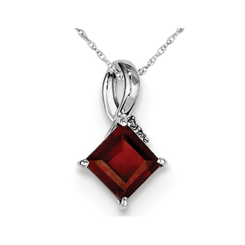 GEM AND HARMONY  Garnet 0.70 Carat (Ctw) Pendant Necklace In Sterling Silver And Chain In Red
