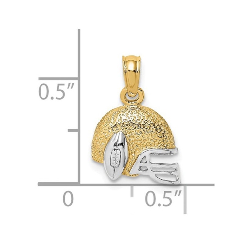14K Yellow Gold Football Helmet Pendant with Chain