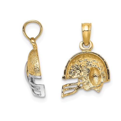 14K Yellow Gold Football Helmet Pendant with Chain